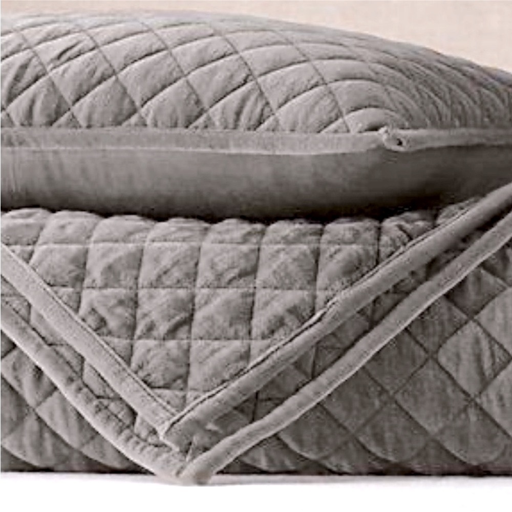Restoration Hardware Gray Diamond Pattern 1/ KING velvet Pillow Shams